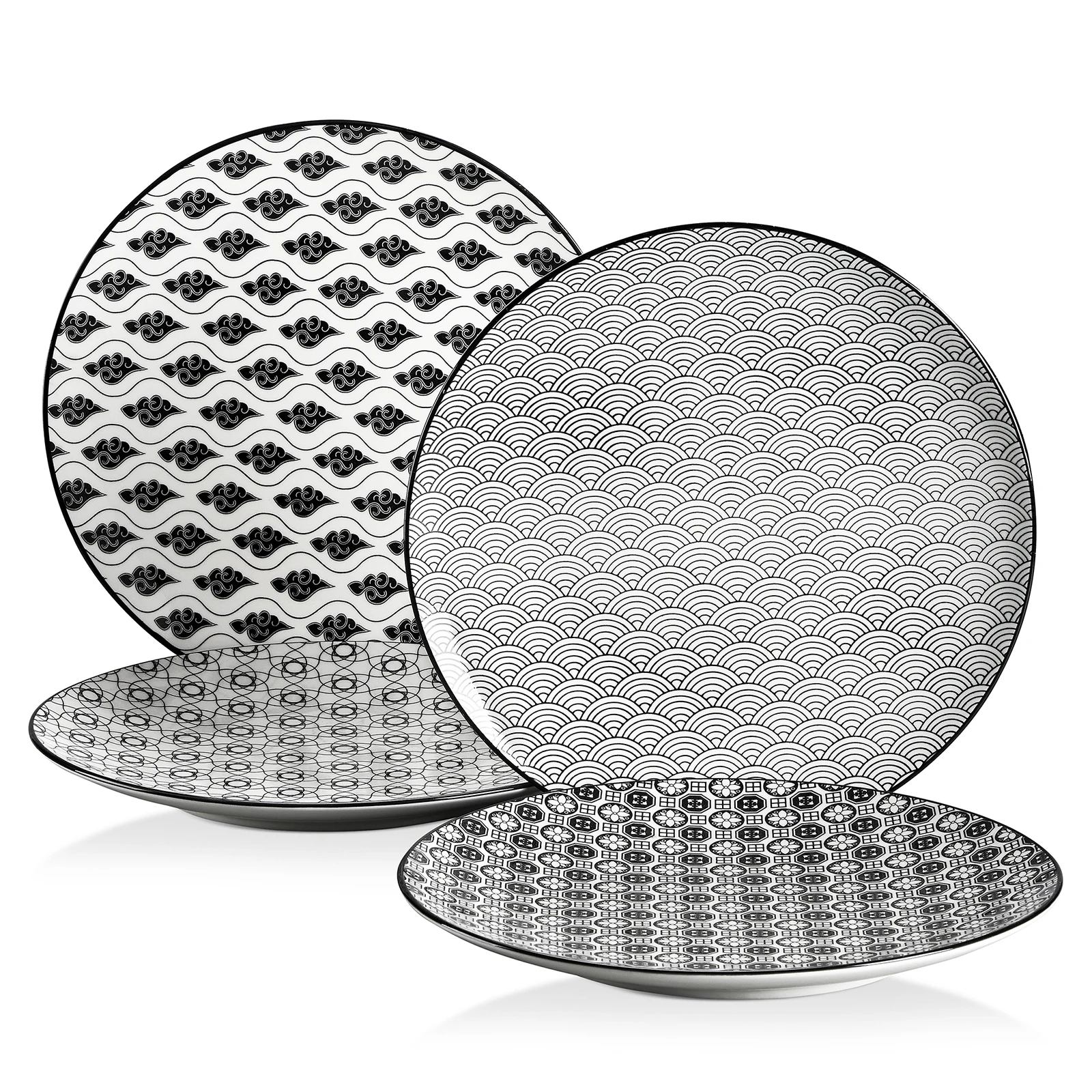 

Vancasso Haruka 4/8/12-pieces 4-Design Japanese Style Porcelain Dessert Plate Set Ceramic Kitchen Dessert/Salad/Fruit Plate Set