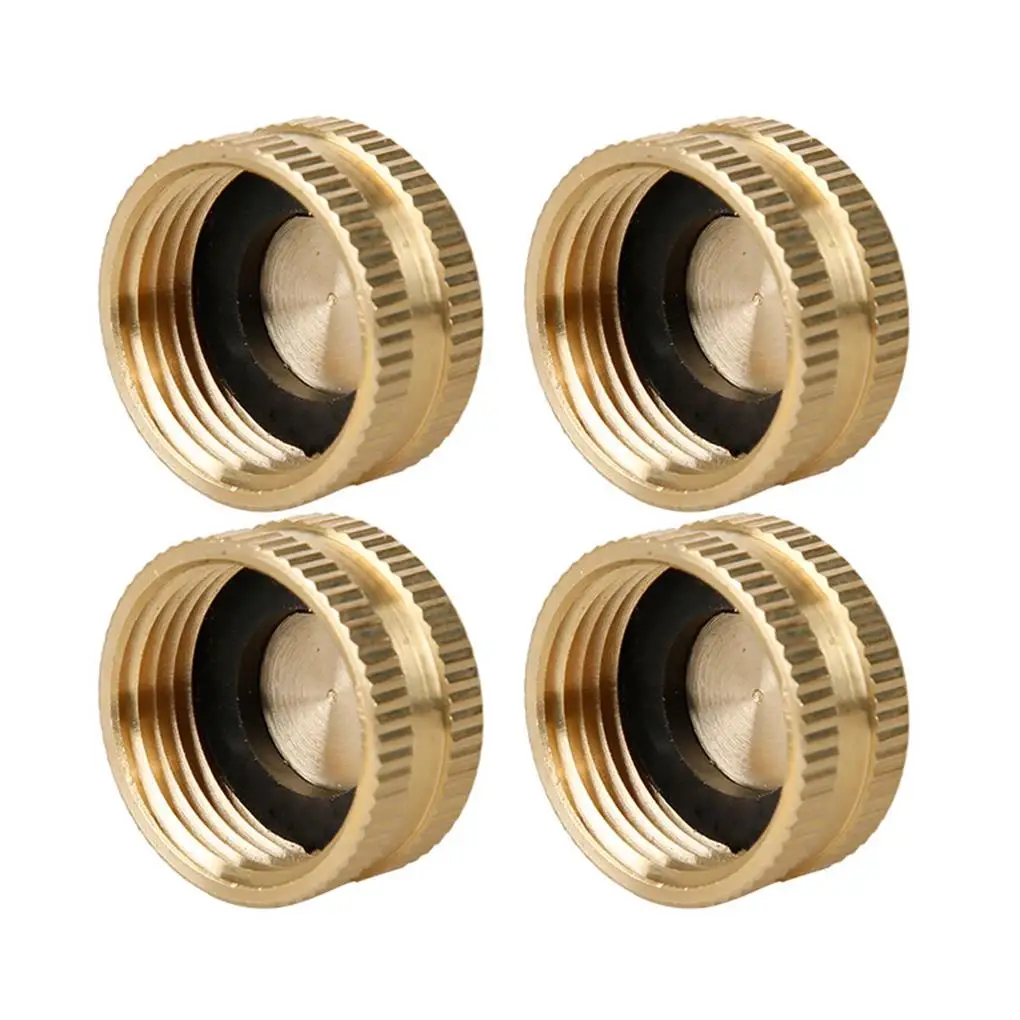 

4 Pieces Garden Hose Brass Hose Cap with Washers 3/4-Inch Female Thread End Cap for Standard Garden Hose