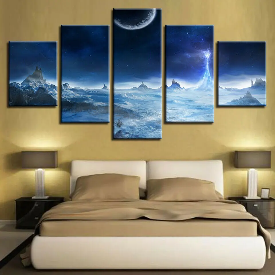 

Лунные горы Clifs Rocks холст картины HD печатный плакат 5 панелей печатные изображения HD искусство домашний Декор стены без рамки 5 штук