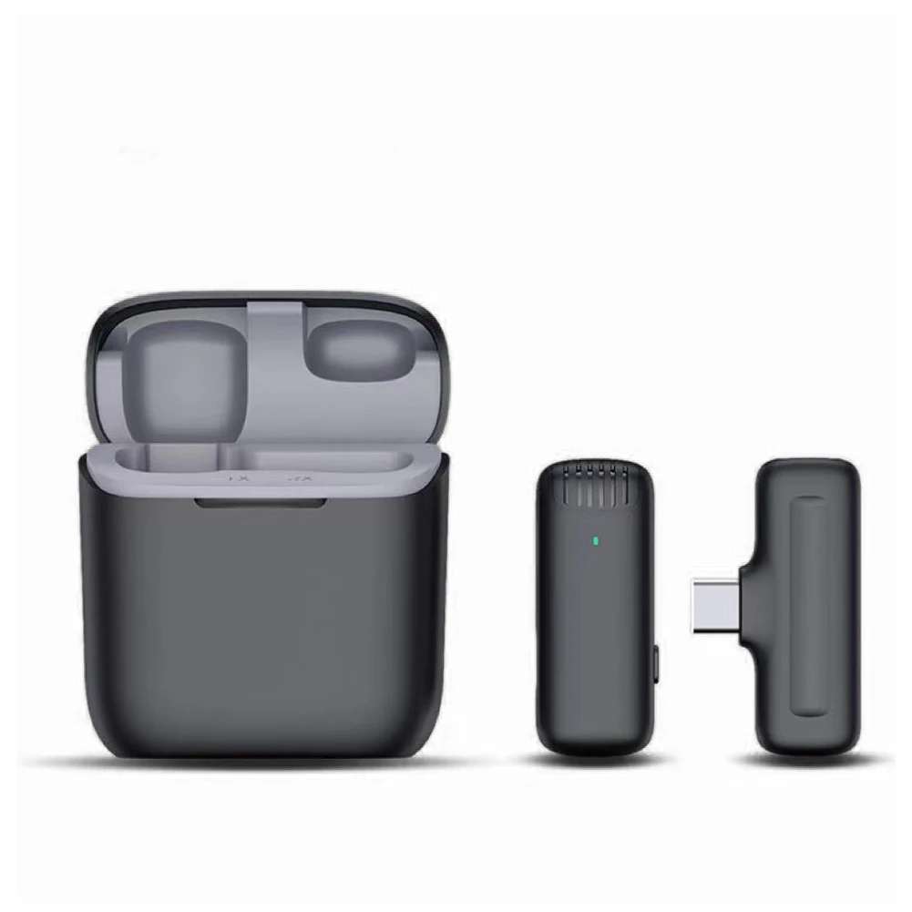 

New Mini Portable Wireless Lavalier Microphone With Charging Box For Smart Phone Plug And Play Recording Conference Equipment