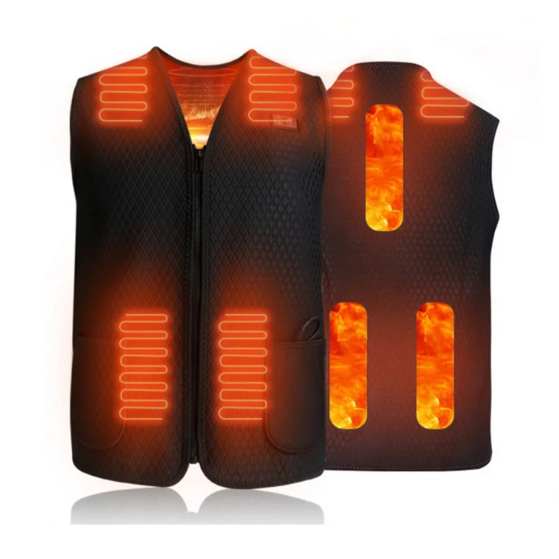 

Men USB Infrared 5 Heating Areas Vest Jacket Men Winter Electric Heated Vest Waistcoat For Sports Hiking Unisex Oversized 3XL
