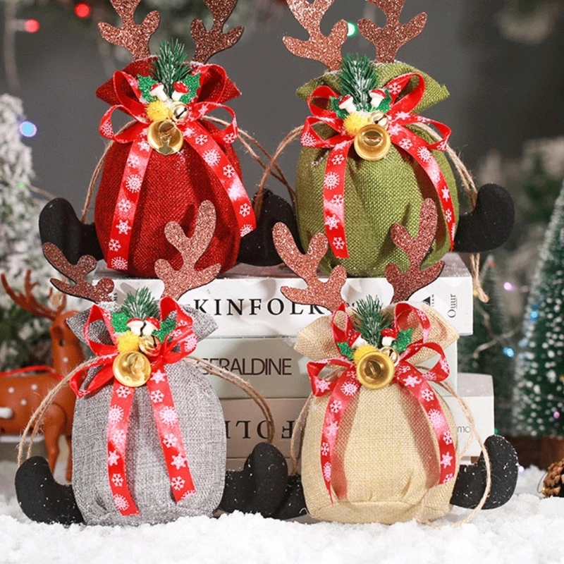 

Рождественские мешки с яблоками, 3 шт., праздничные подарочные пакеты для подарков, упаковка для конфет и шоколада, многоразовые Подарочные ...