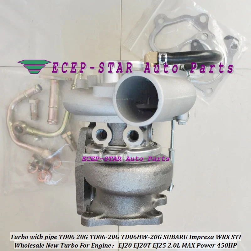 Фото Турбокомпрессор, прокладки турбины, трубки TD06, TD06-20G, TD06HW-20G для SUBARU Impreza WRX STI, двигатель EJ20, EJ20T, EJ25, 2.0 л, максимальная мощность 450 л.с. №3