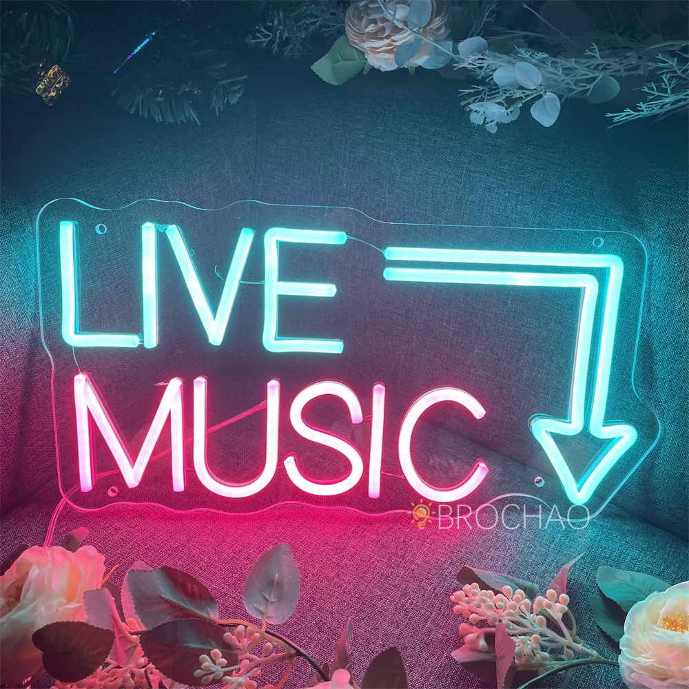 

Live Music LED Neon Signs for Party Bar Studio Neon Lights Glowing Signs LED Night Lights DJ Wall Decor Bar Party Neon Lamps