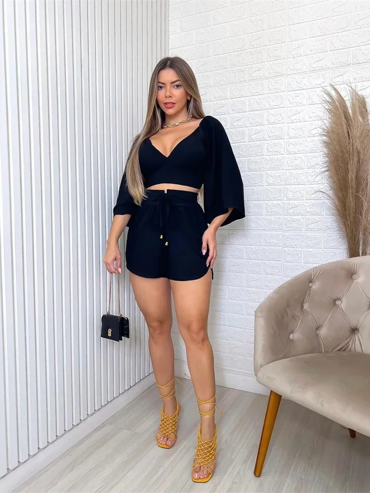 Женский летний спортивный костюм Wmstar комплект из двух предметов с V-образным