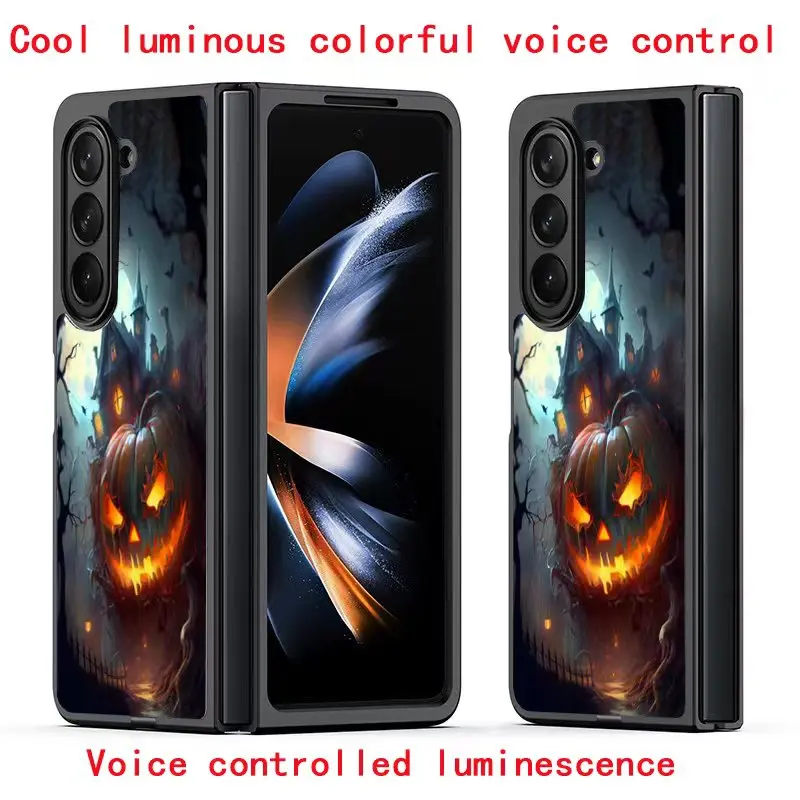 

For Samsung Galaxy Z Fold 5 Case Hallowmas Call Light Luminous LED Flash Phone Cover for Galaxy Z Fold 5 Tempered Glass Fundass