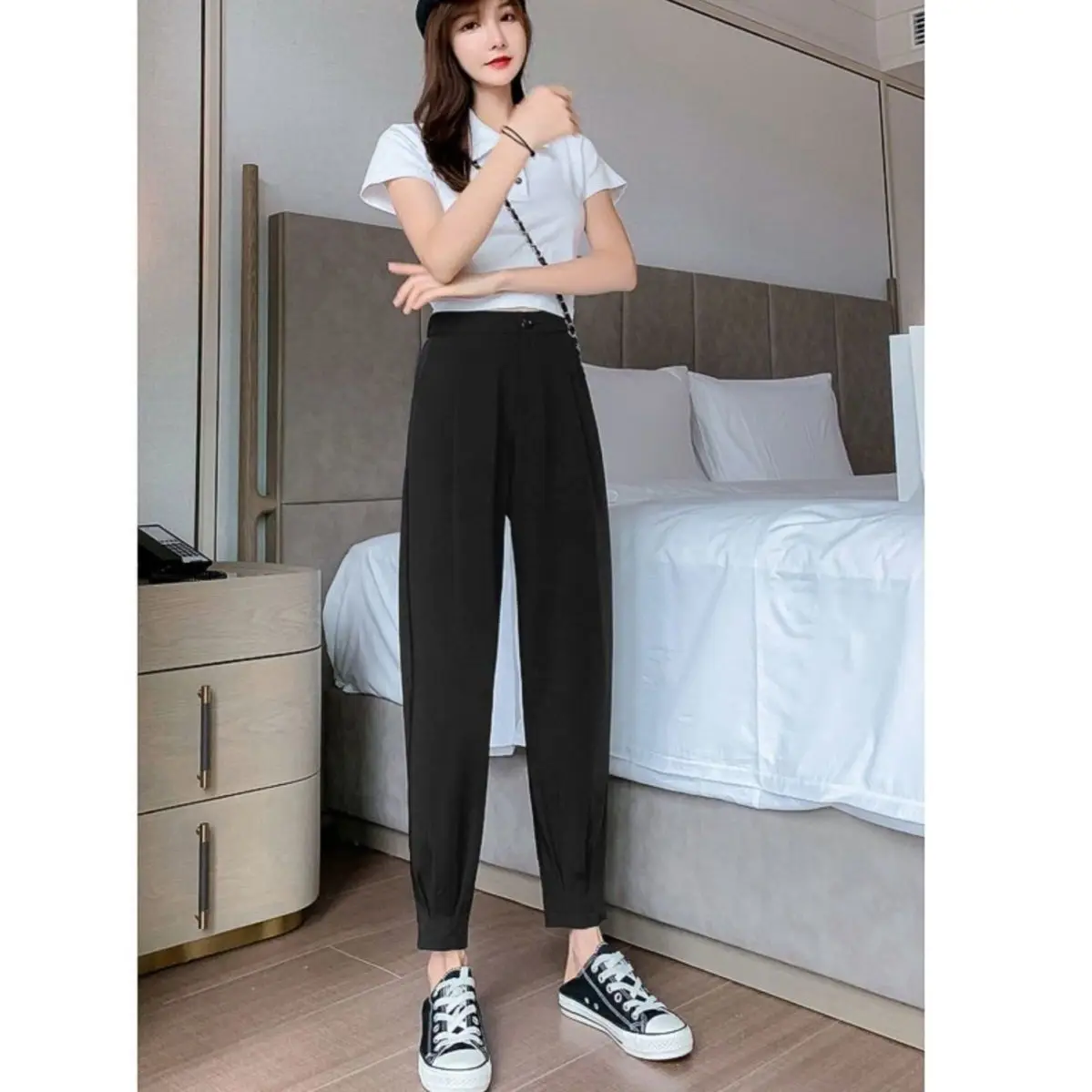 Spring Summer 2023 New Women Korean Style Solid Loose Wide Leg Trousers Fashion Female High Waist Suit Pants Clothing X100
