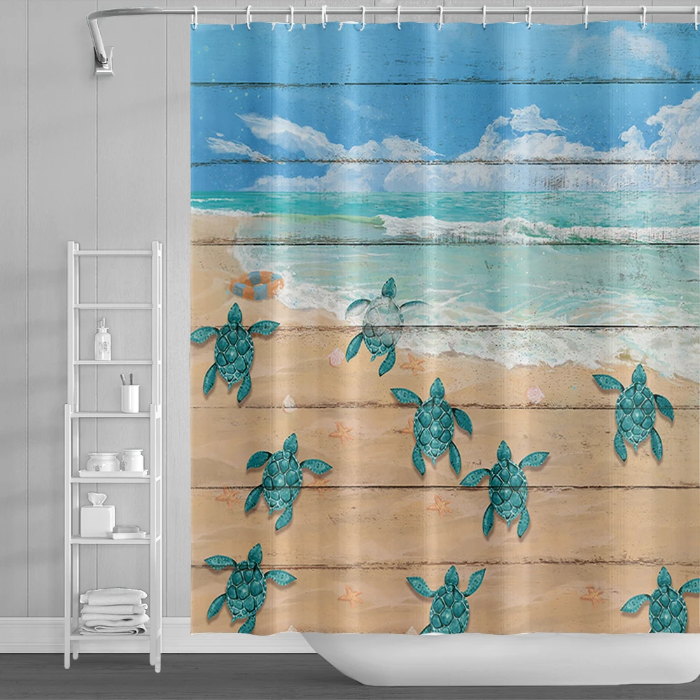 

Ocean Shower Curtain Tropical Carribean Sea Shore Sand Beach Blue Calm Serene Shower Curtains Curtain With Hooks 180x180