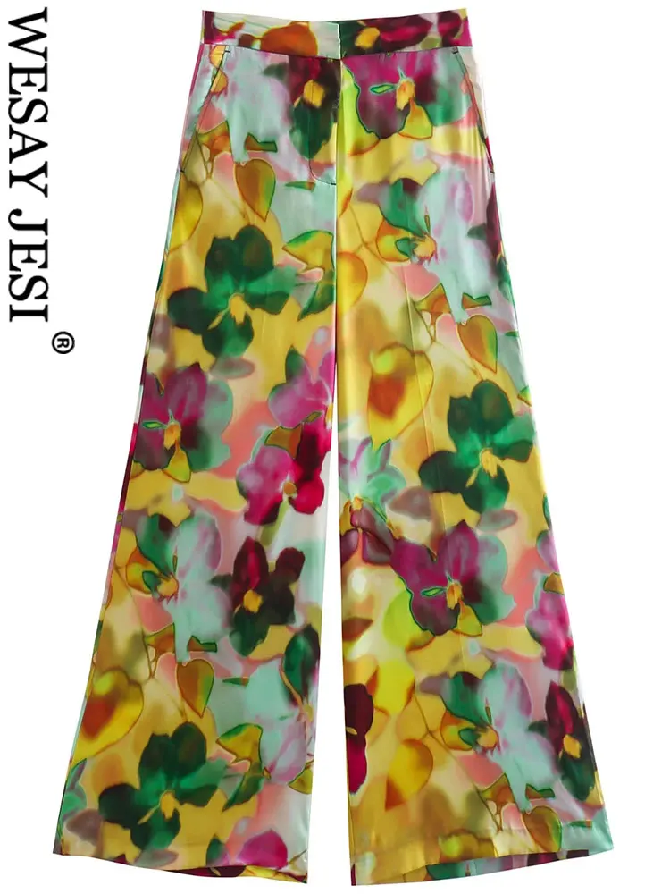 

WESAY JESI Loose Casual Vintage Floral Print Lady Shirts Lightweight Comfortable Chiffon V-Neck Long Sleeve Women's Clothing Top