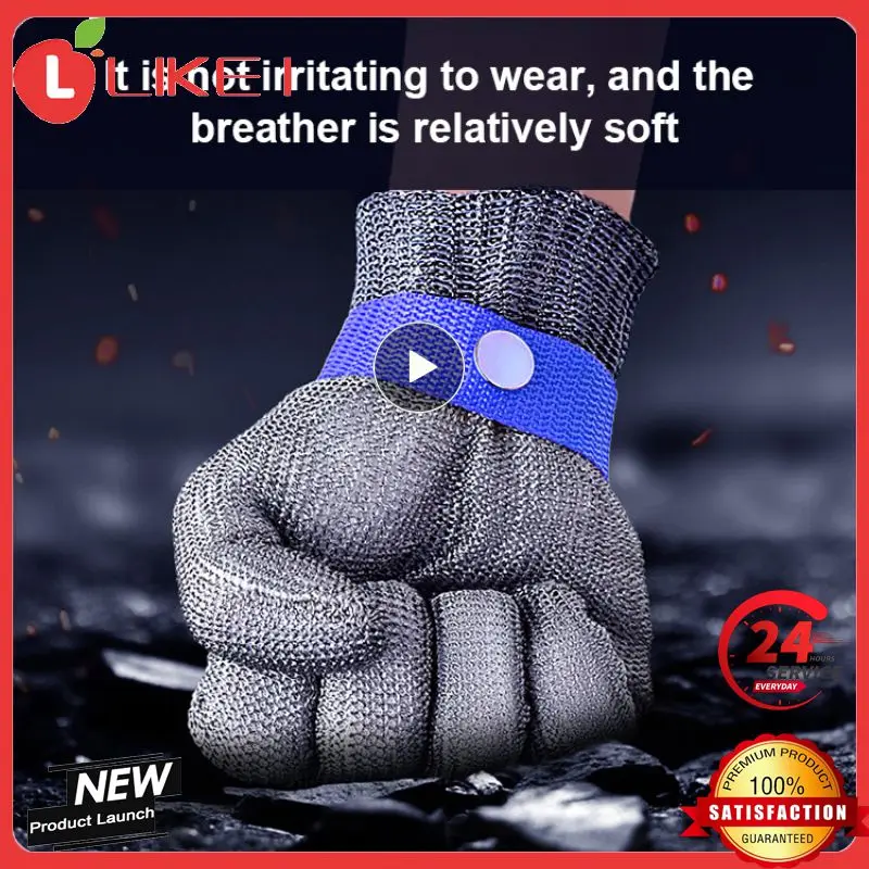 

1 Pair Garden Black Steel Wire Metal Mesh Gloves Safety Anti-cutting Wear-resistant Butcher Gloves Self Defense