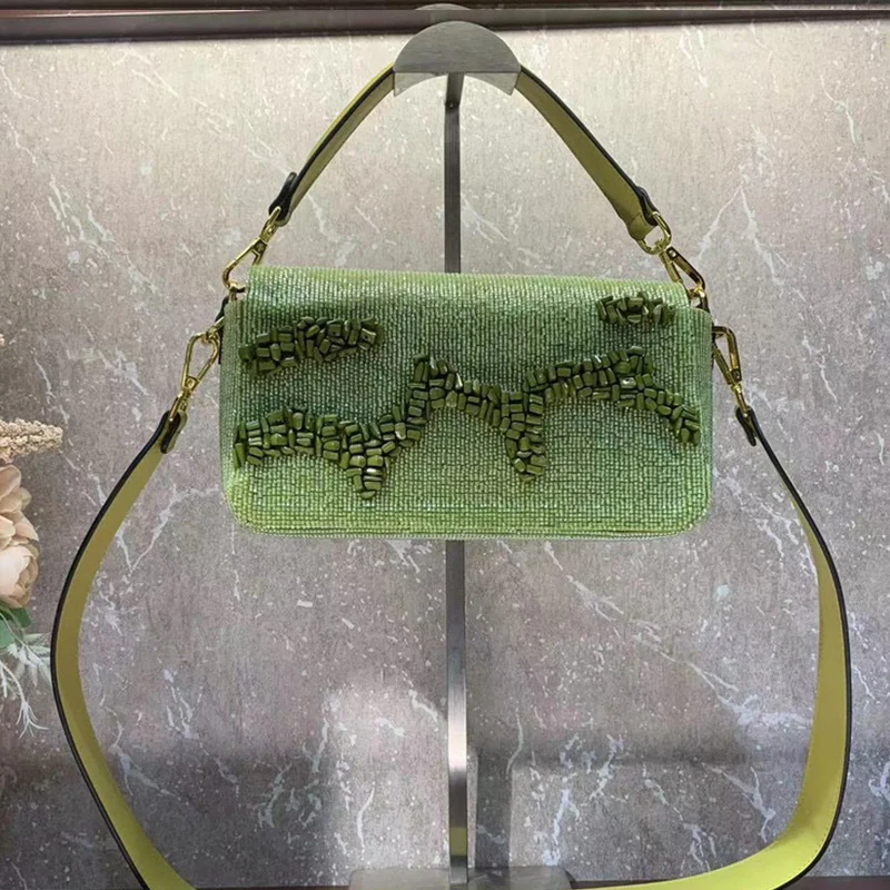 

Fashion beaded embroidery dinner bag classic underarm bag new ladies handbag multifunctional flip bag shoulder crossbody bag