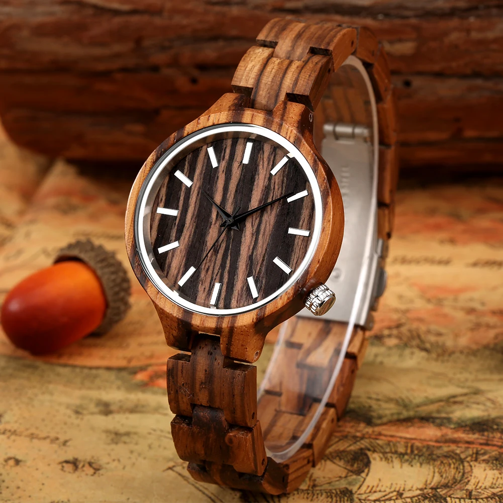 

Часы наручные Zebra Wood мужские кварцевые, ретро-часы с деревянной пряжкой, подарок для мужчин и женщин, Простые портативные складные