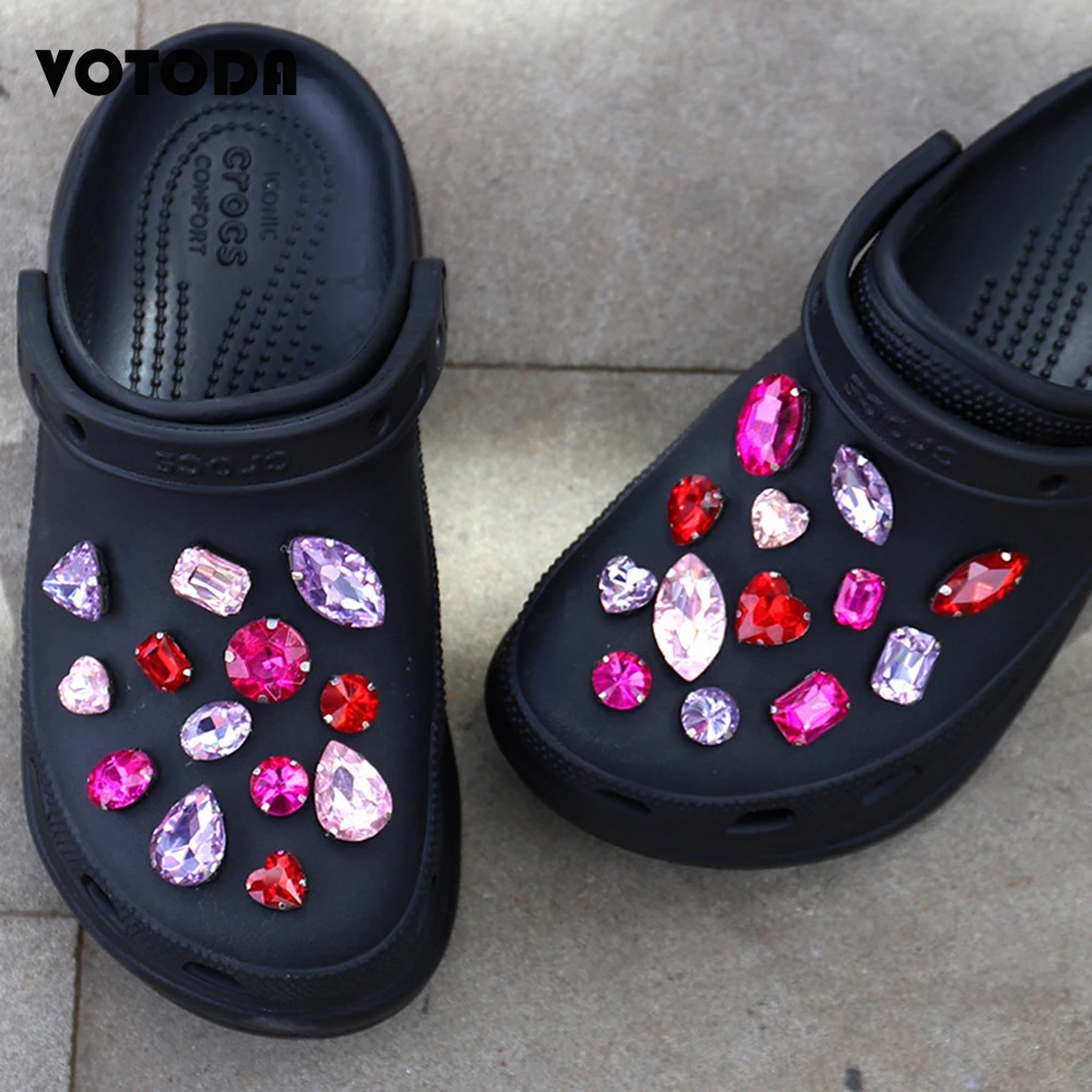 30pcs/Set Rhinestone Charm for Croc Shoe Accessories DIY Pearl Shoe Flower Bling Crystal Girl Gift Glow Clog Shoes Decaration