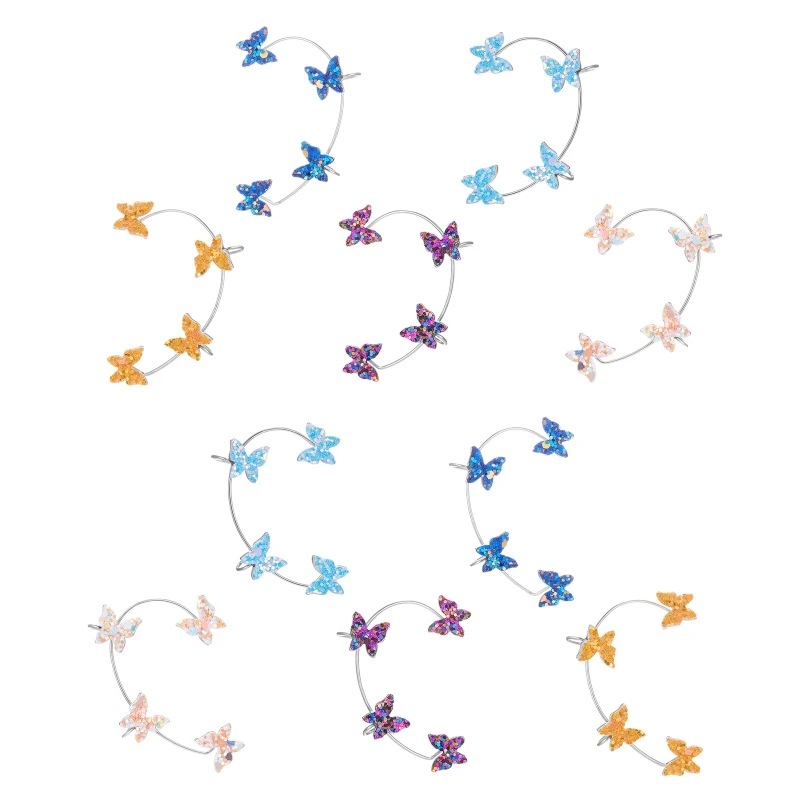 

Female Niche Design Sense Sequin Butterfly All-match Earrings Butterfly Ear Hanging without Ear Hole Ear Bone Clip for Women