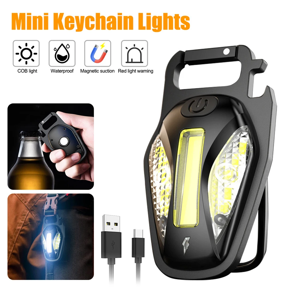 

Mini Flashlight Led Keychain Portable Pocket Flashlight USB Rechargeable Led Light Lantern White Torch Camping COB Lantern