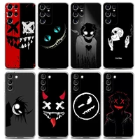 smile skeleton devil clear phone case for samsung s9 s10 s10e plus s20 s21 plus ultra fe 5g m51 m31 s m21 soft cover