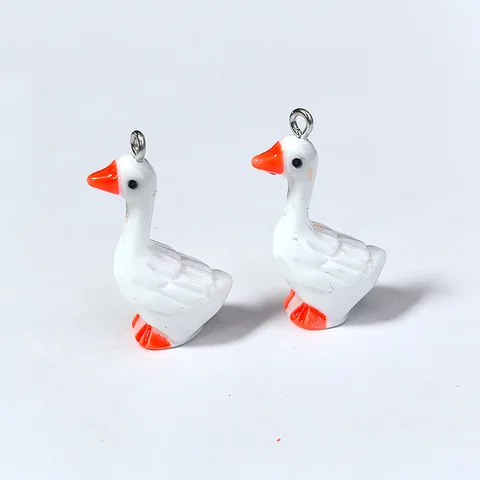 GEOMEE Миниатюрные белые гусиные утки смоляные подвески