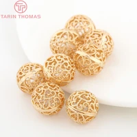 287910pcs 8mm 10mm 12mm 24k gold color plated brass hollow pattern round beads high quality diy jewelry accessories