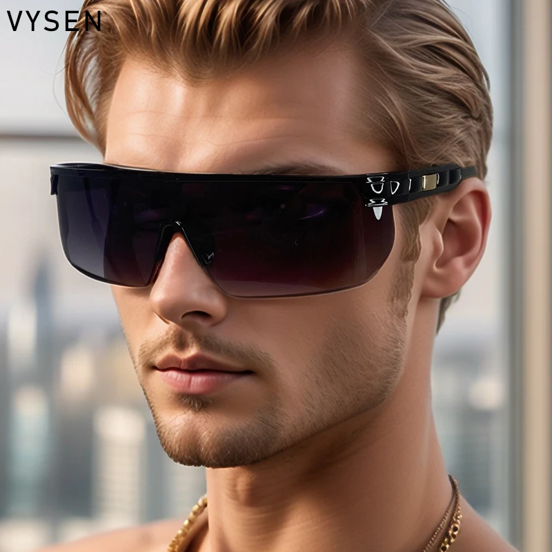 Мужские солнцезащитные очки с прямоугольным щитом 2024 элитный бренд модные