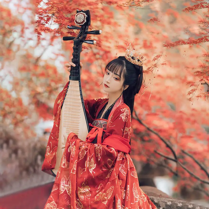 

2021 платье ханьфу, костюм для народных танцев, традиционный китайский национальный костюм феи, сценический костюм принцессы старой династии...