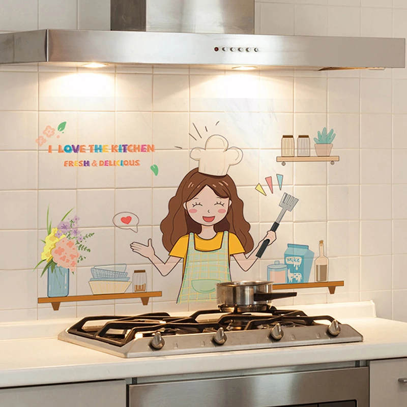 

1 Sheet 30*90cm 60*90cm Self-Adhesive Kitchen Oil-Proof Stickers Heat-Resistant, Waterproof And Oil-Proof Cabinet Stickers