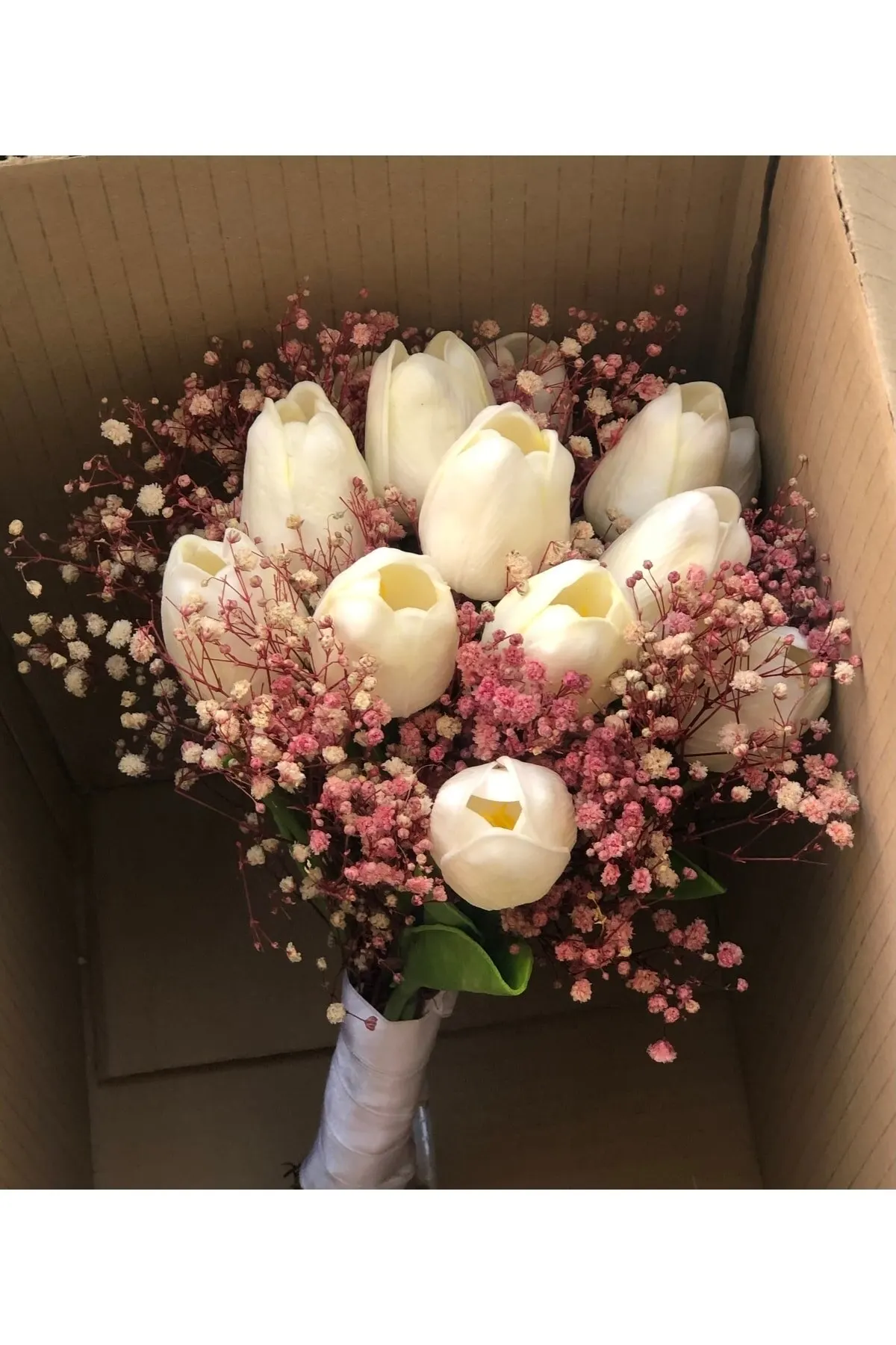 

Bridal Accessories Bridal Bouquet Wet Tulip With Gypsum Wedding Handmade For Bride And Bridesmaids