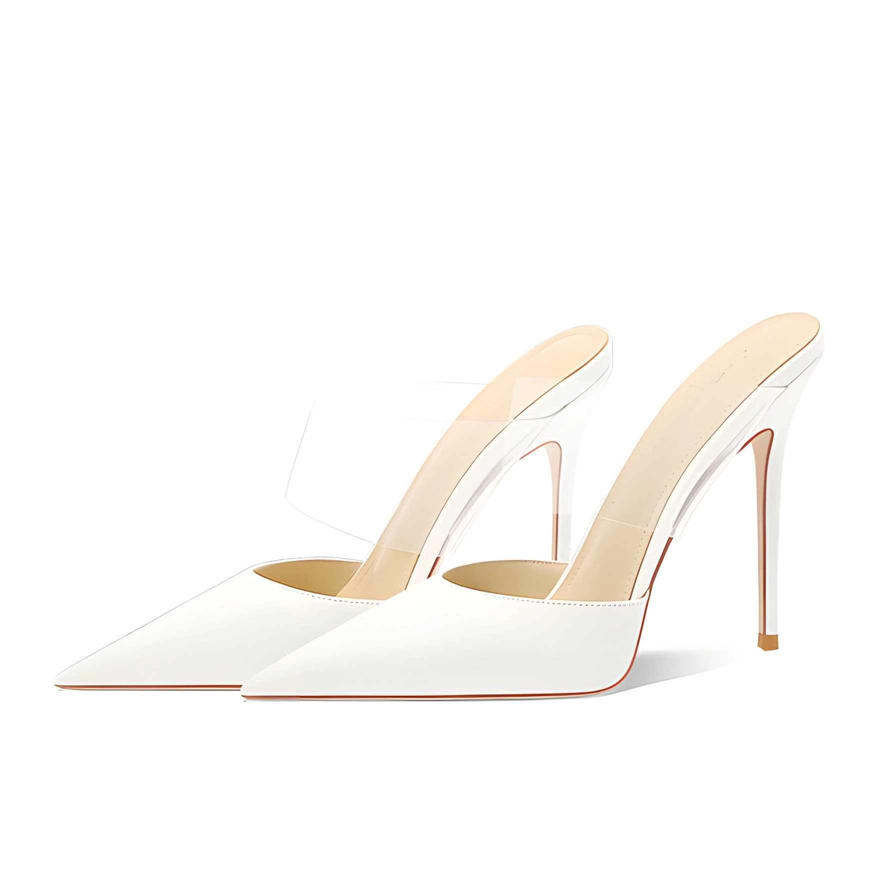 Женские босоножки с открытой спиной прозрачные полутапочки из мягкой кожи одним