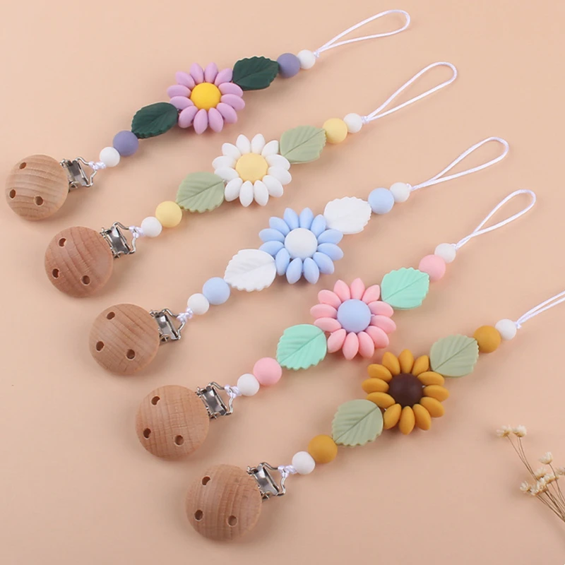 

Baby Handmade Pacifier Chain Clip Dummy Nipples Holder Clips Babies Silicone Teething Chain Toy Gifts for Cute Baby Accessories