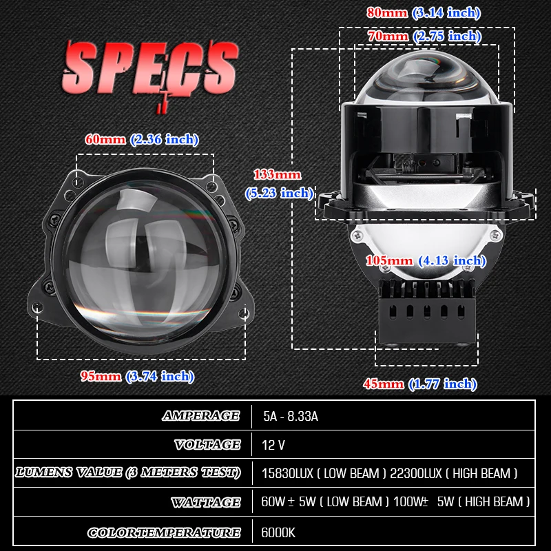 3 inch Bi-led Lenses For Headlights 40000LM LED Lighs Retrofit Projector For Hella 3R G5 Lens Auto Car Lamp Accessories Tuning images - 6