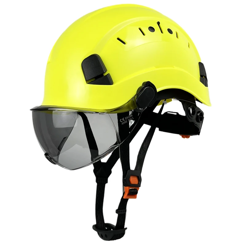 

Construction Safety Helmet With Goggles VisorFor Engineer ABS Hard Hat Vented Industrial Work Head Protection CE EN397 Rescue