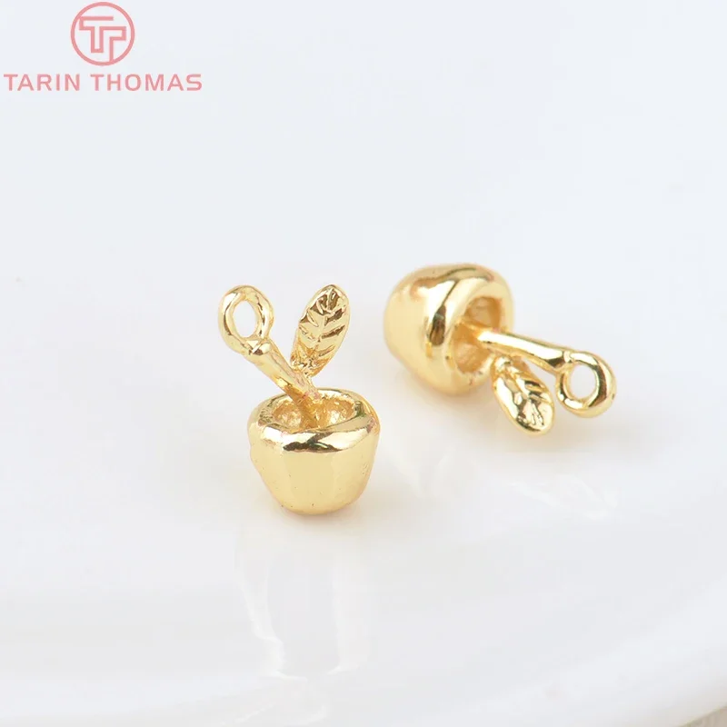 (1513) 10 шт. 7x13 мм отверстие 1 2 24 К золото цвет латунь яблоки подвески-подвески для