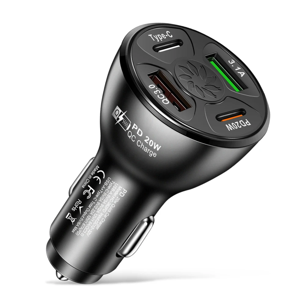 

Автомобильное зарядное устройство с USB-портом, 20 Вт, 4 порта