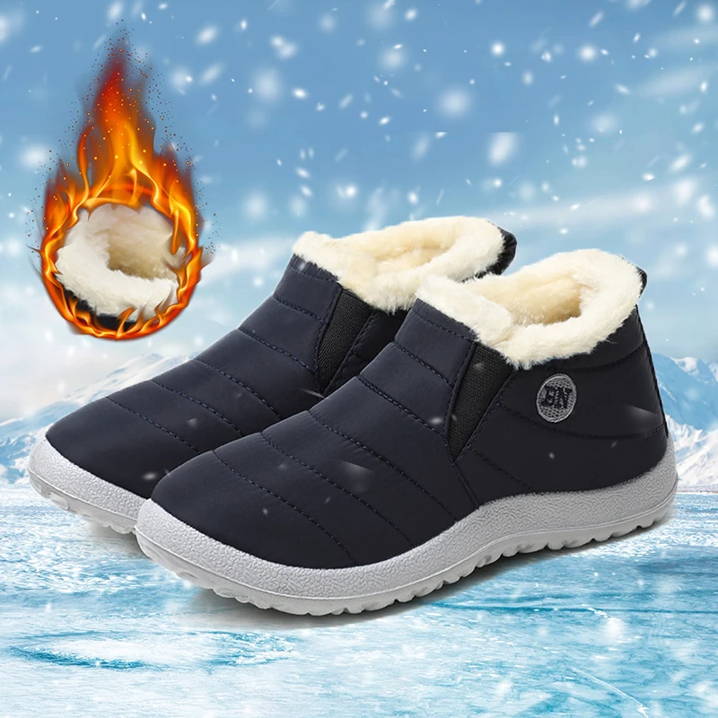 

Women Boots Snow Fur Women's Boots Slip On Platform Plush Shoes Woman Ankle Boots Waterproof Keep Warm Winter Shoes Botas Mujer