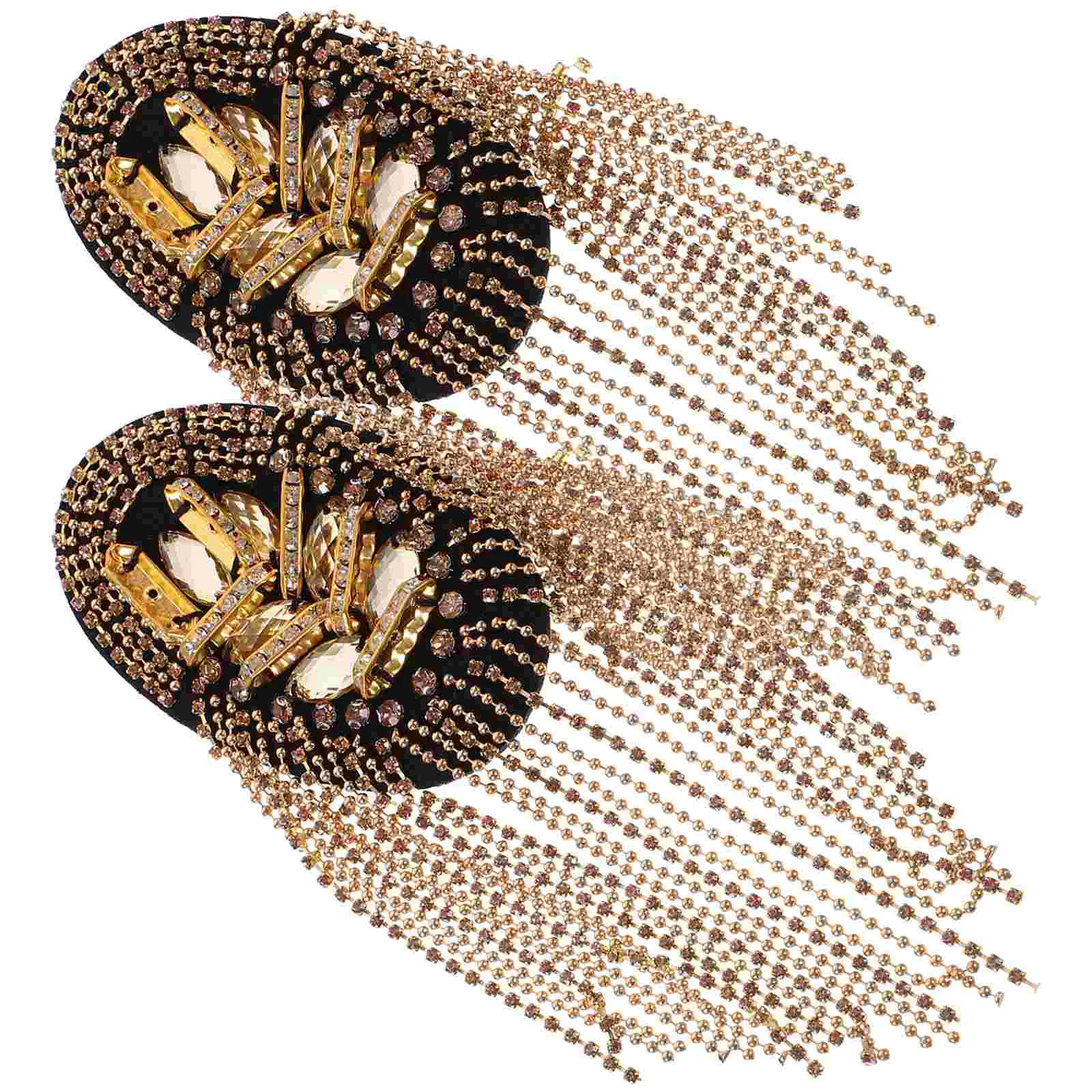 

3 Pairs Gold Tassel Epaulet Rhinestone Shoulder Board Costume Shoulder Badge Decor Shoulder Mark Fringe Epaulet for Suit
