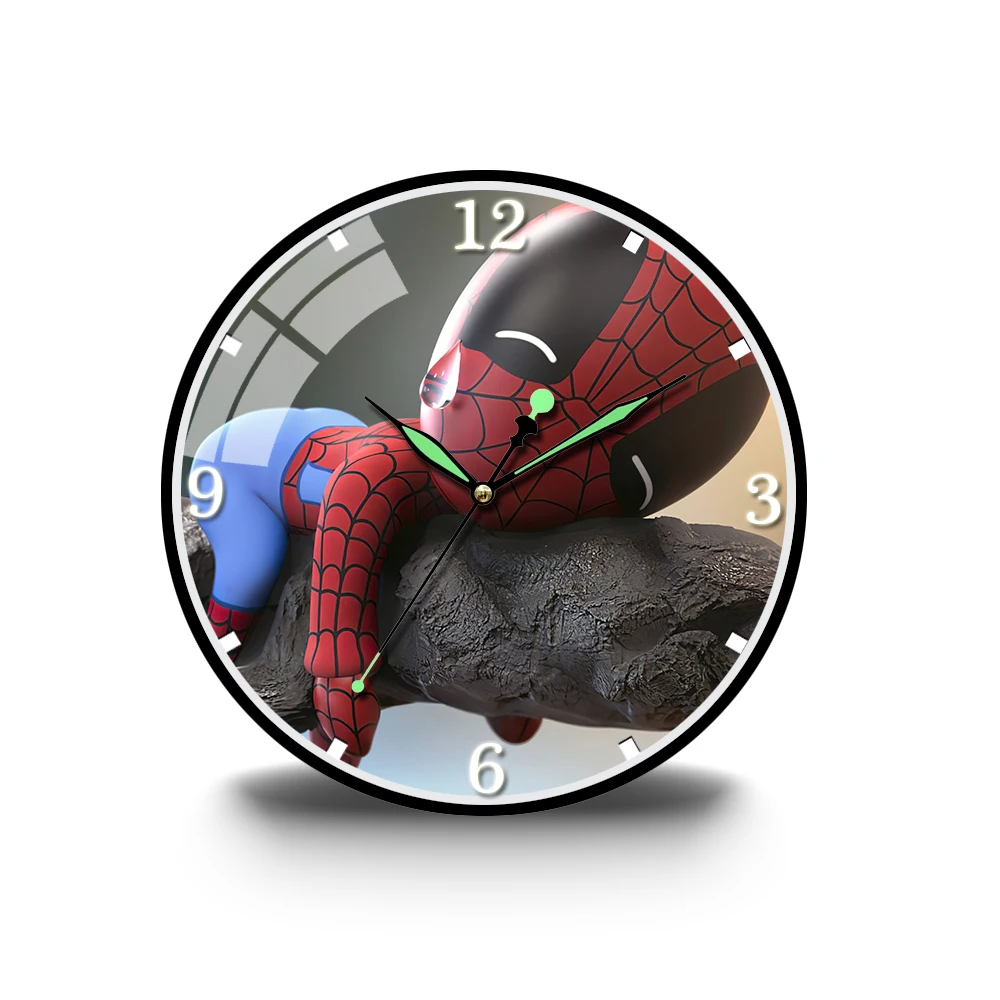 

Cute Mini Hero Arcylic Wall Clock HD Handing Watch Modern Design Silent Movement Clock Large Size Home Decoration