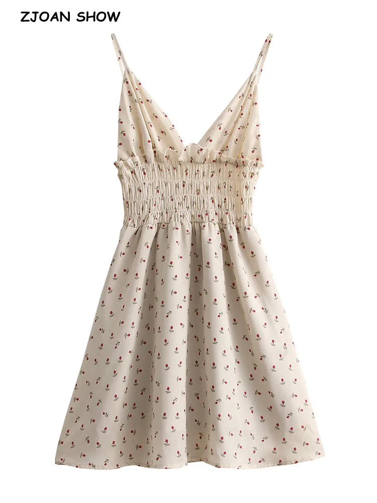 

Женское короткое платье на бретельках, бежевое платье-корсет с цветочным принтом, эластичным поясом и открытой спиной, вечернее платье фигу...