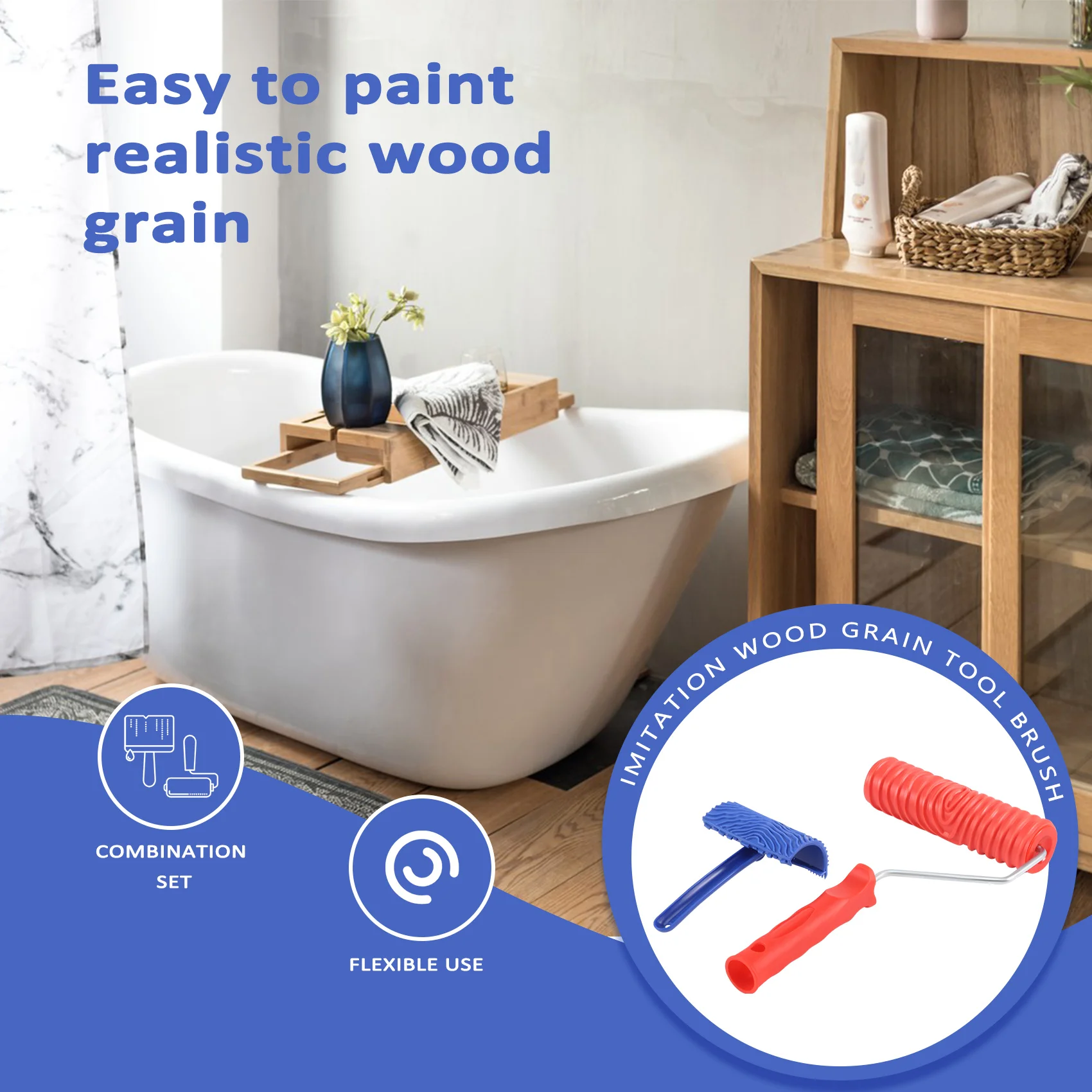 Набор инструментов Eg300T для имитации дерева 7-дюймовый резиновый ролик + Ms16