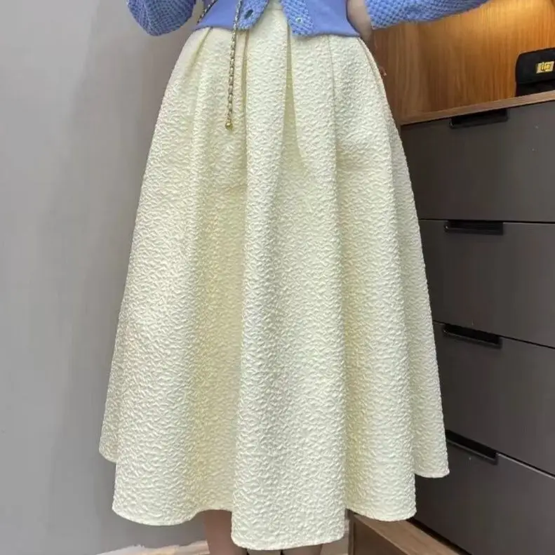 

Женская свободная юбка-трапеция, повседневная Однотонная юбка-трапеция, модель Y56 на весну и лето, 2022