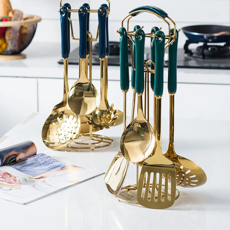 

6/7PC Cookware Kitchenware set Nordic style Stainless Steel kitchen tools accessories luxury cooking utensils Special tool Spoon