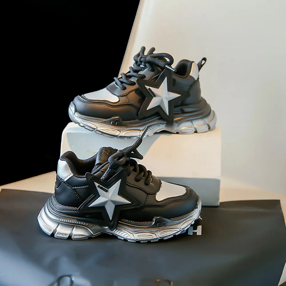 

Korean Style Sneakers For Kids Mesh Breathable Running Footwear Anti-slippery Boys Girls Casual Shoes Trend Fashion Hiking Shoes