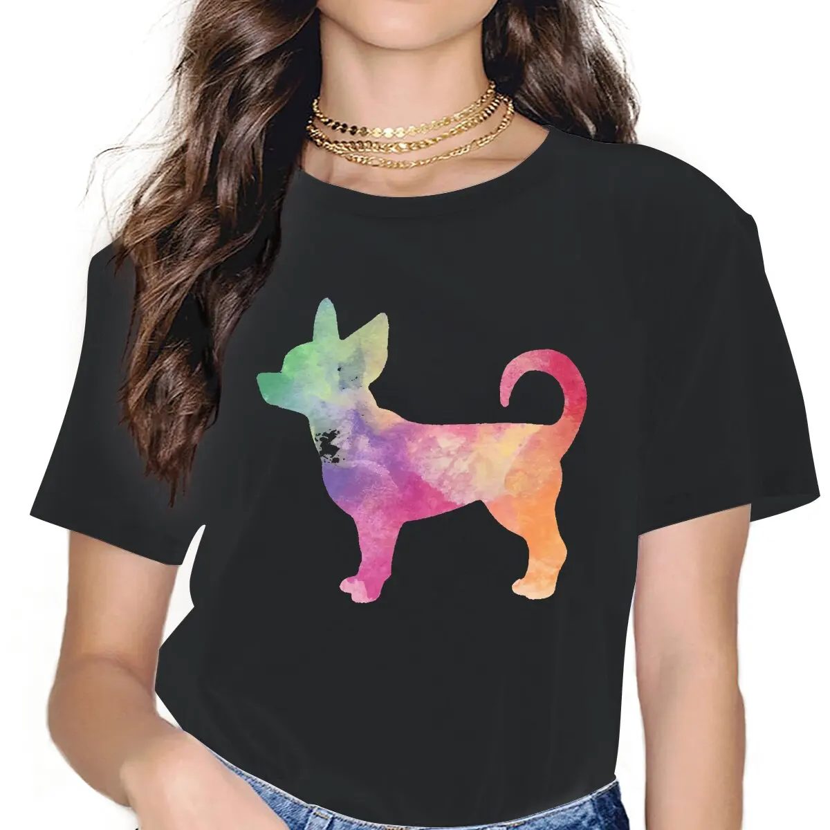 

Rainbow Sweet Girls Women T-Shirt Chihuahua Pet Dog Lovers 5XL Blusas Harajuku Casual Short Sleeve Vintage Oversized Tops
