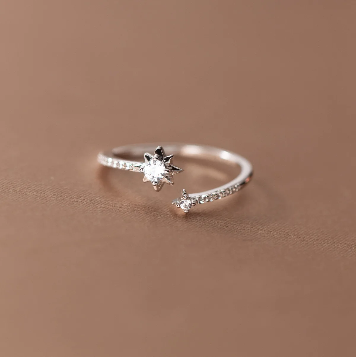 Регулируемые кольца из стерлингового серебра 925 пробы с цирконием и звездами для
