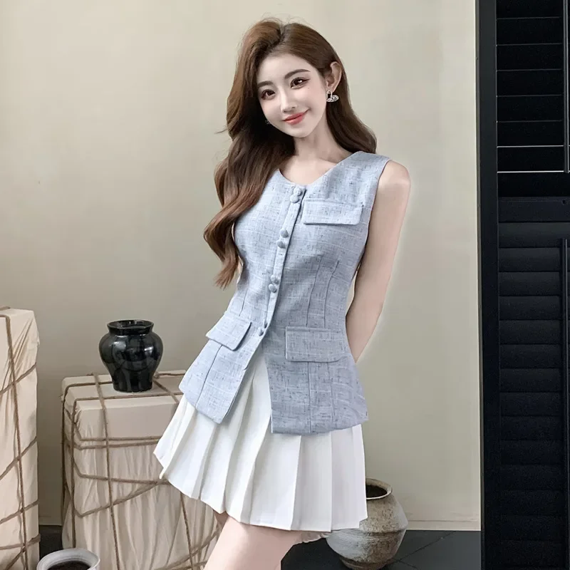 Корейские шикарные новые летние женские комплекты из двух предметов с юбкой