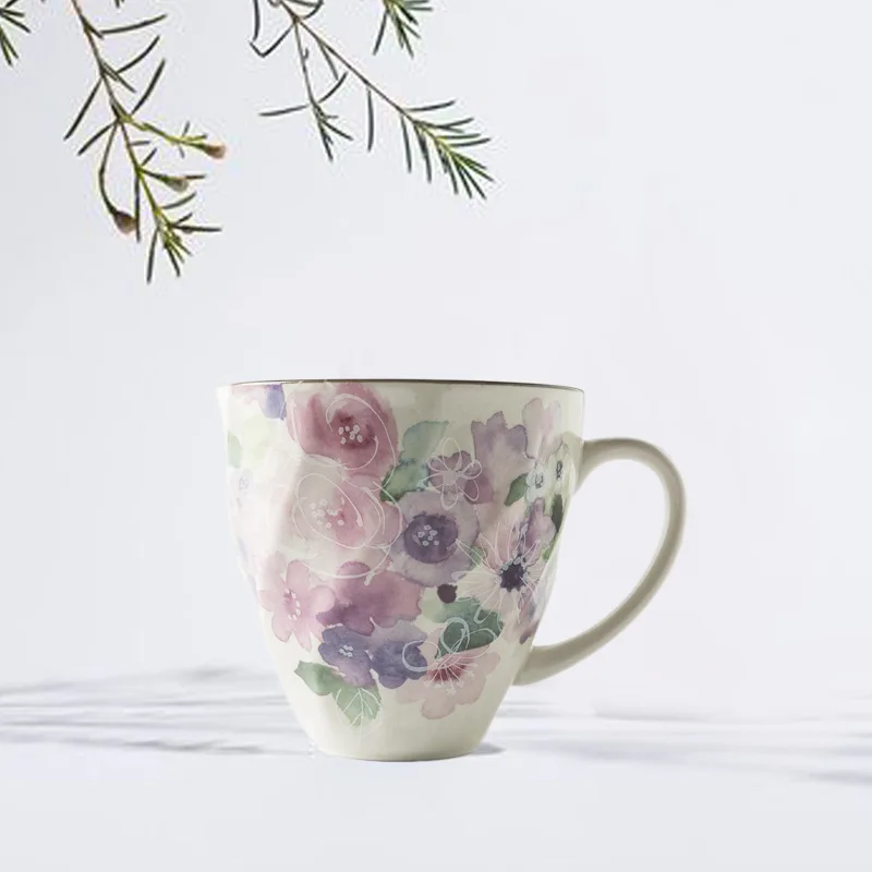 

Creative Japan Import Hand Painted Mugs with Handle 12Month Flower Pattern Ceramic Coffee Tea Milk Cups Home Decor Genuine New