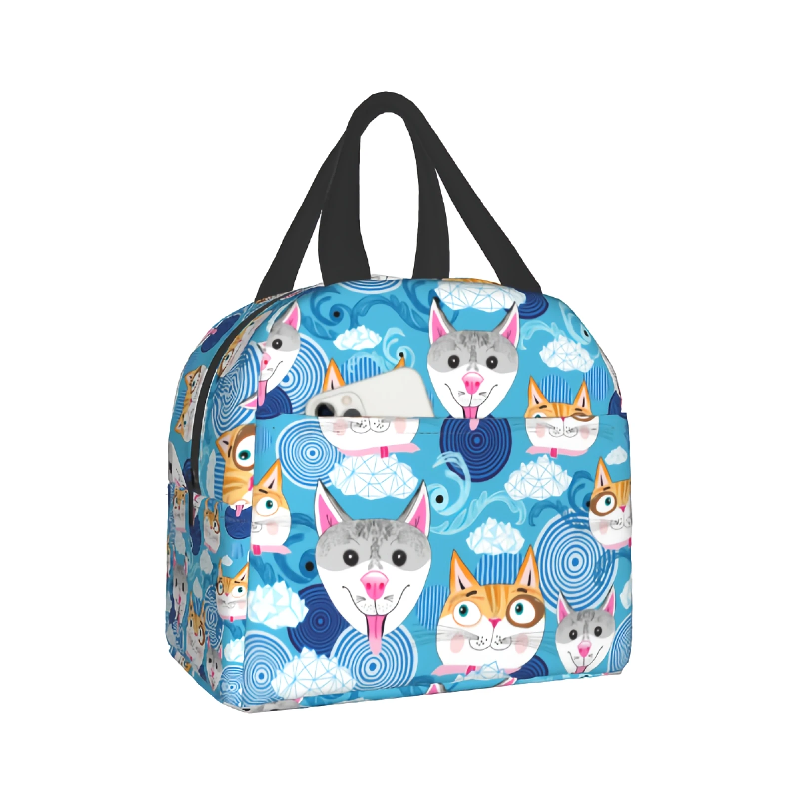 

Сумка для ланча с забавными животными, изолированный органайзер для еды, сумка-тоут с замораживаемым размером, тематика кошки, собаки, подходит для взрослых, детей, медсестер, учителей