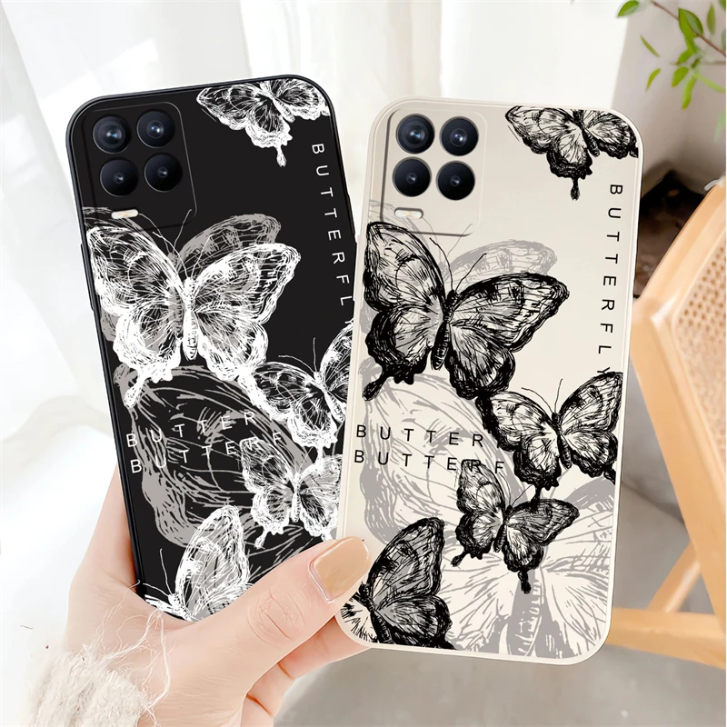 Чехол для Realme 9 Pro Plus 9i Мягкий чехол из жидкого силикона OPPO 8i 8 7 11 10 С Рисунком