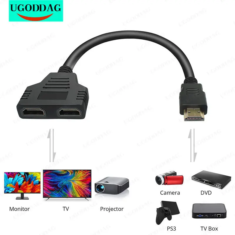 

Внешний кабель 1080P, HDMI штекер-двойной HDMI разъем для HDMI HD LED LCD TV, поддержка двух одинаковых ТВ одновременно