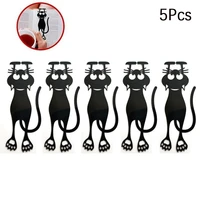creative stationery 5pcsset kawaii black cat bookmarks books 3d plastic stereo animal book mark for student teachers gifts