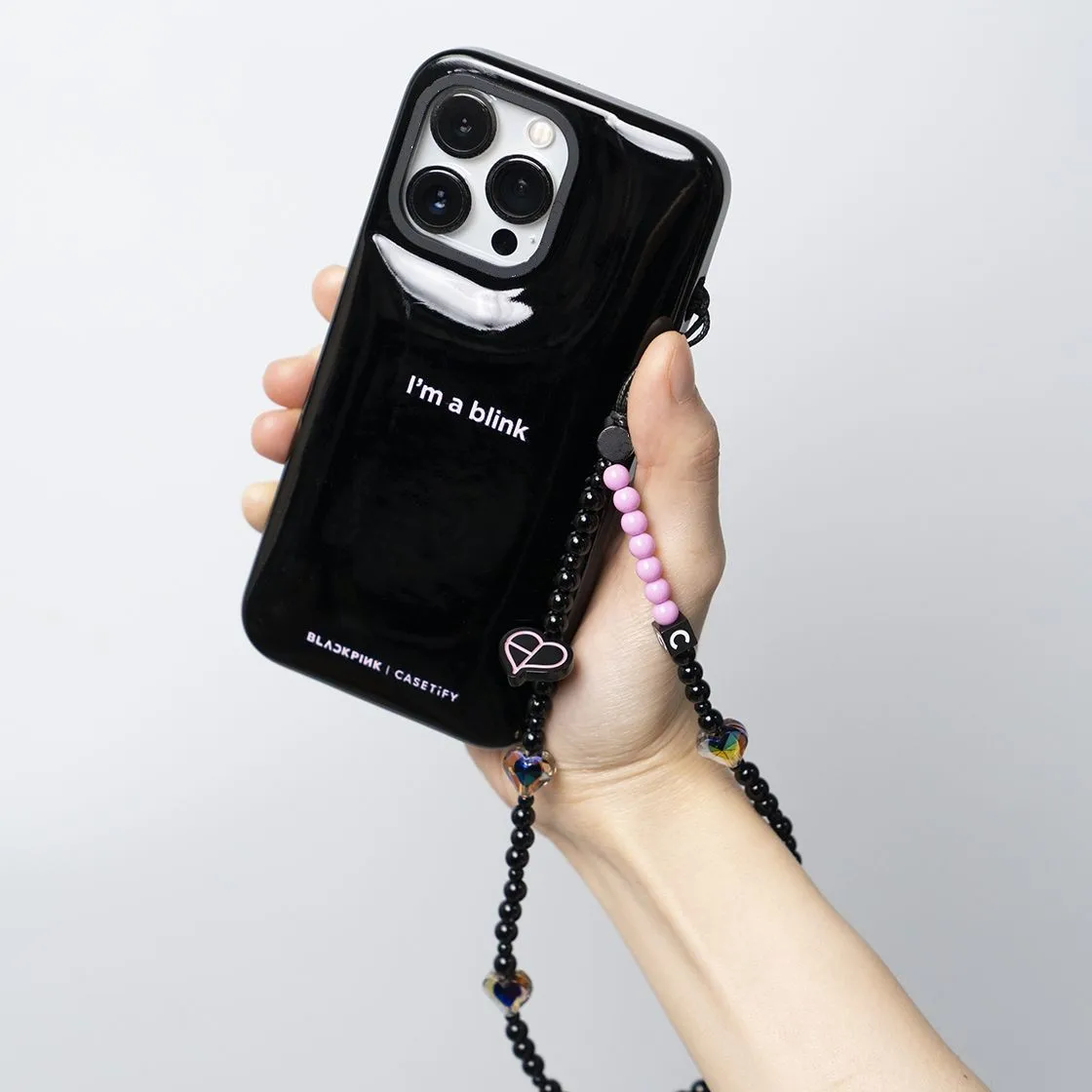 

KKBEAD New In Kpop Phone Charm Strap Korea Black & Pink Phone Chain Accessories Telephone Chain Jewelry Heart Cellphones Lanyard