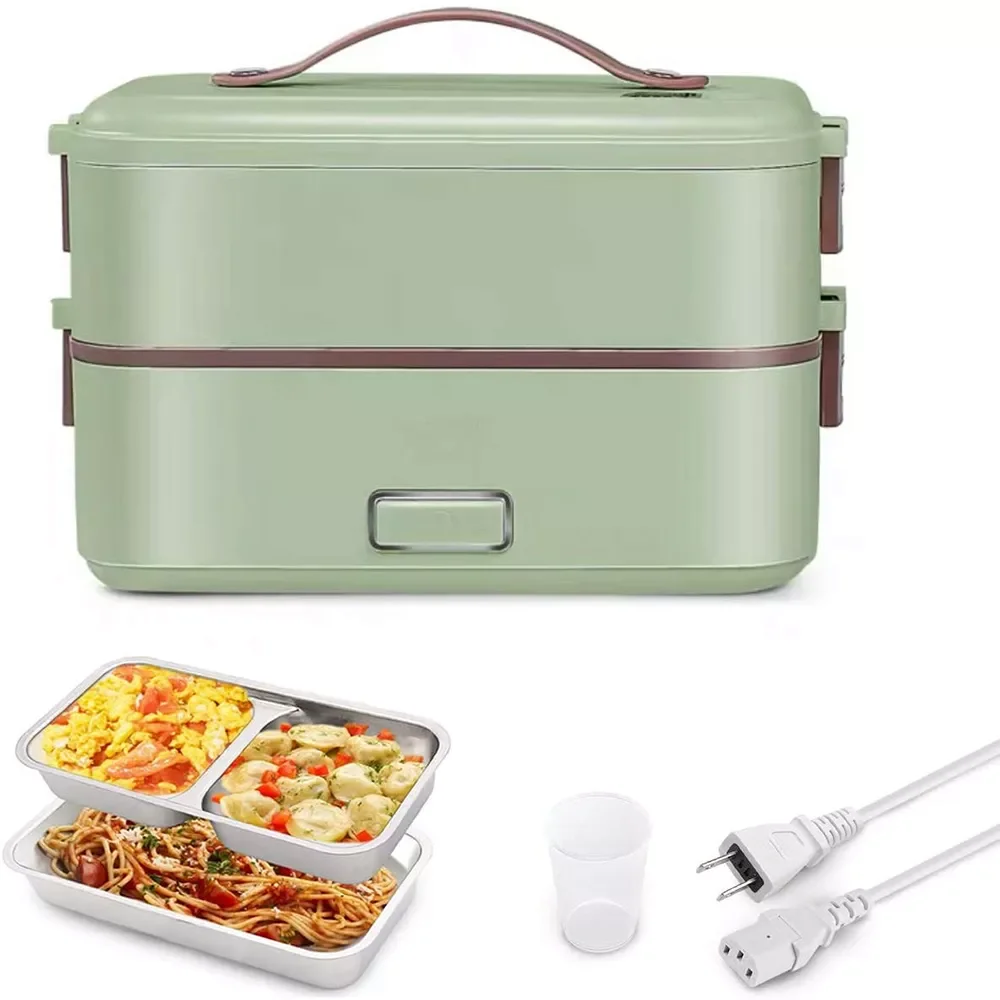 

2 In 1 Double -layer Lunch Box Food Container Portable Electric Heating Insulation Dinnerware Food Storage Container Bento Box